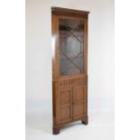 Late 19th Century mahogany two-section, double corner cupboard