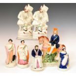 Group of 19th Century Staffordshire figures, Queen Victoria etc.