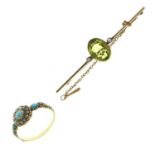 Peridot and seed pearl brooch