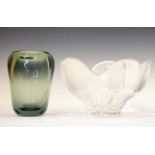 Orrefors Glass flower head bowl and a 1950s Whitefriars vase