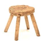 Primitive sycamore four legged circular stool