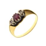 Ruby and diamond three-stone ring