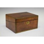 Victorian walnut and brass-bound lap desk/ writing box