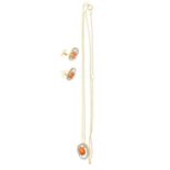 9ct gold fire opal pendant and earring set