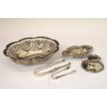 George V pierced silver lobed bowl, etc