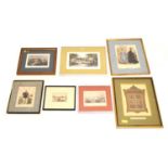 Quantity of framed prints and a bookplate