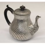 Victorian silver wrythen reeded teapot