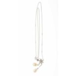 18ct white gold freshwater pearl and diamond pendant