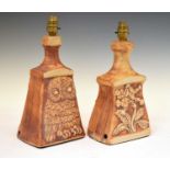Two Quantock Design studio pottery lamps