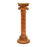 Carved marble top plant stand
