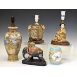 Four late 20th Century table lamps with Japanese decoration