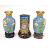 Two cloisonné vases and spill vases (3)