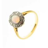 Opal and diamond cluster ring