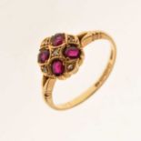 Victorian 18ct gold, ruby and diamond cluster ring
