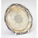 Indian white metal circular tray