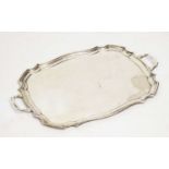 Silver plated twin handled piecrust tray