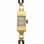 Lady's vintage 18ct gold cased square cocktail watch