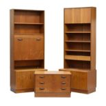 Two G-Plan teak low cupboards with raised superstructure
