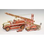 Plastic scale model of a Dennis 1914 fire engine and two smaller examples