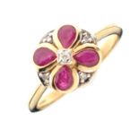 9ct gold ruby and diamond dress ring