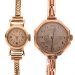 Etta - Lady's 9ct gold cocktail watch and another 9ct gold cocktail watch