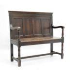Stained oak hall bench