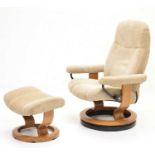 Stressless reclining arm chair and matching footstool