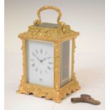 Cast gilt metal carriage timepiece by 'Dent, London'