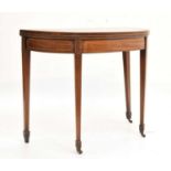 Early 19th Century inlaid mahogany demi-lune card table