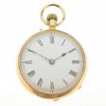18ct yellow metal open face fob watch