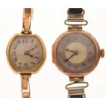 Lady's vintage 18ct gold cocktail watch, together with a 9ct gold cased cocktail watch