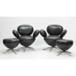 Pair of Verikon pedestal armchairs and a pair of ensuite stools (4)