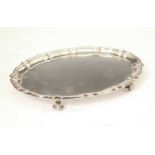 Edward VII silver oval piecrust card tray/salver