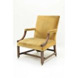 George III 'Gainsborough' type open framed armchair