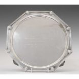 George V octagonal silver tray