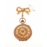 Lady's 9ct fob watch with ribbon bar brooch