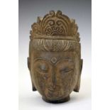 Antique Chinese carved stone head of Guanyin