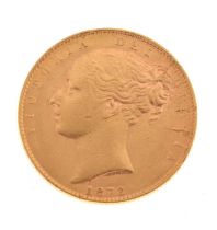 Queen Victoria young head gold sovereign, 1872