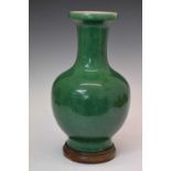 Chinese porcelain green glazed vase (drilled)