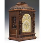 Winterhalder & Hofmeier - Large German carved oak triple fusee chiming bracket clock