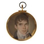 19th Century English School circular portrait miniature of a gentleman
