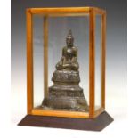 Northern Thailand or Laos - 17th or 18th Century Ayutthaya style white metal wrapped Buddha