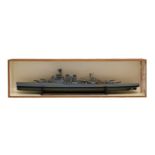 Large wooden scale model of British Royal Navy battlecruiser HMS Hood