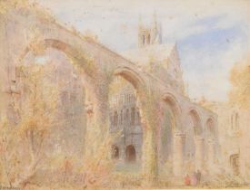 Albert Goodwin R.W.S. (British, 1845-1932) - Watercolour - Canterbury Cathedral