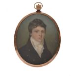 19th Century English School oval portrait miniature of a gentleman