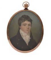 19th Century English School oval portrait miniature of a gentleman