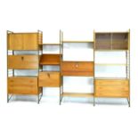 Three bay teak Ladderax shelving