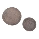 George I silver shilling and fourpence