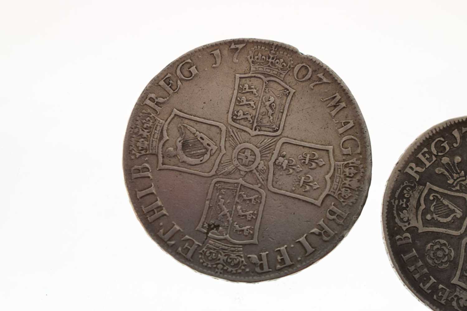 Three Queen Anne silver coins - Image 2 of 12