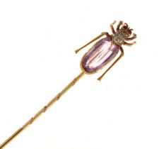 A gem set beetle stick pin